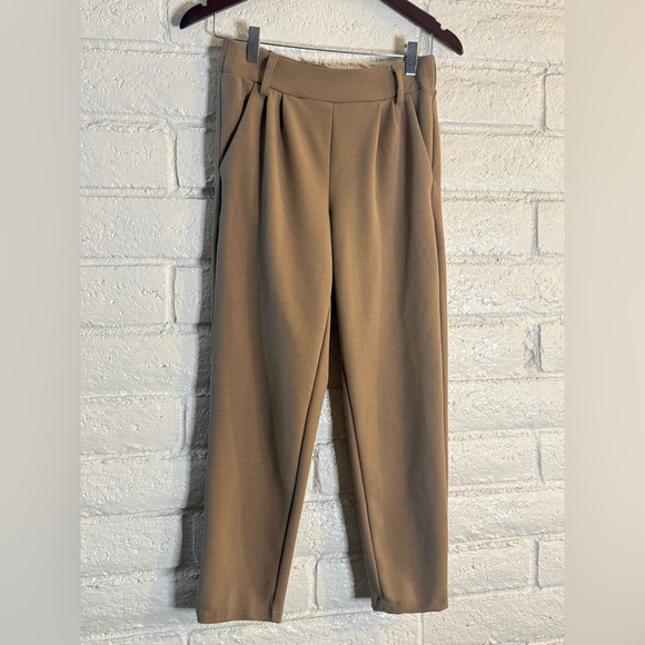 Fashion Nova Pants - Fashion Nova Tan High Waist Tapered Pants Size M Elastic Back Business Casual